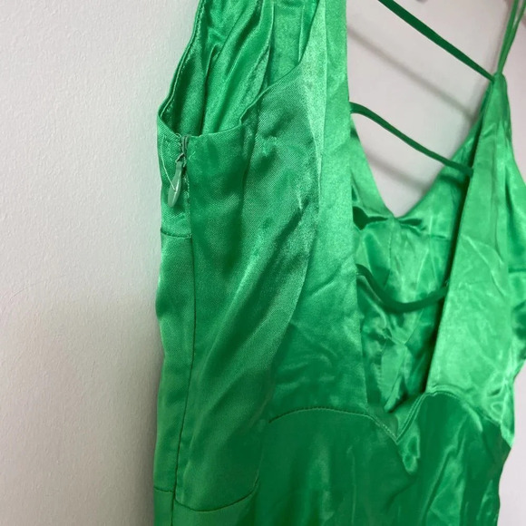 Zara Satin Effect Camisole Midi Strappy Dress Bloggers Fav Green NWT Size Small - Picture 7 of 11